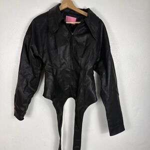 Azalea‎ Wang Faux Leather Black Corset Jacket S Contemporary Modern